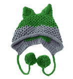 BomHCS Cute Fox Ears Beanie Winter Warm 100% Handmade Knit Hat