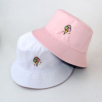 Bucket Hats Women Letter Embroidered Double-sided Fisherman Hat Korean Style Solid Climbing Outdoor Sunscreen Bucket Hat ZZ-337