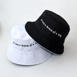 Bucket Hats Women Letter Embroidered Double-sided Fisherman Hat Korean Style Solid Climbing Outdoor Sunscreen Bucket Hat ZZ-337