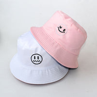 Bucket Hats Women Letter Embroidered Double-sided Fisherman Hat Korean Style Solid Climbing Outdoor Sunscreen Bucket Hat ZZ-337