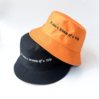 Bucket Hats Women Letter Embroidered Double-sided Fisherman Hat Korean Style Solid Climbing Outdoor Sunscreen Bucket Hat ZZ-337