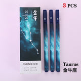 3pc/lot Constellation Gel Pen Novelty 0.5mm Starry Black Ink Pen for Girl Gift Student Stationery School Writing Office Supplies