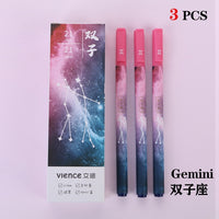 3pc/lot Constellation Gel Pen Novelty 0.5mm Starry Black Ink Pen for Girl Gift Student Stationery School Writing Office Supplies