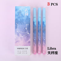 3pc/lot Constellation Gel Pen Novelty 0.5mm Starry Black Ink Pen for Girl Gift Student Stationery School Writing Office Supplies