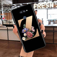 Letter Alphabet Flowers For LG K22 K71 K61 K51S K41S K30 K20 2019 Q60 V60 V50S V50 V40 V35 V30S V30 G8 G8S G8X ThinQ Phone Case