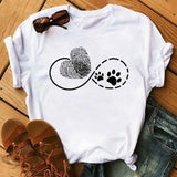 Maycaur Fashion Women Dogs Paws T Shirt Peace Love Dogs Funny Casual O-neck Short Sleeves T-shirt Summer Kawaii Female Tee Shirt