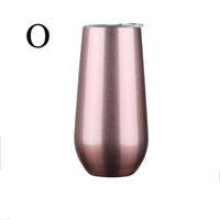 6oz Wine Tumbler Champagne Beer 22 Colors With Lid Stainless Steel Glass Thermos Insulated Mug Christmas Cup For Party Gift