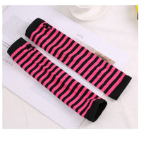 Women Fashion Lady Striped Elbow Gloves Warmer Knitted Long Fingerless Gloves Elbow Mittens Christmas Accessories Gift