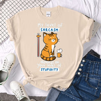 Tshirt For Woman Tsundere Cat Drinking Tea Women's Tshirt Oversize Fashion Women Clothing Funny Korean Style T-Shirts For Woman