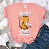 Tshirt For Woman Tsundere Cat Drinking Tea Women's Tshirt Oversize Fashion Women Clothing Funny Korean Style T-Shirts For Woman