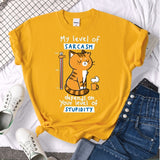 Tshirt For Woman Tsundere Cat Drinking Tea Women's Tshirt Oversize Fashion Women Clothing Funny Korean Style T-Shirts For Woman