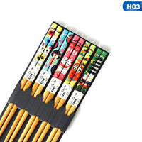 Reusable 5 Pairs Set Handmade Chopstick Bamboo Japanese Natural Wood Chopsticks Sushi Food Tumbler Flower Wooden Chop Sticks NEW