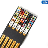 Reusable 5 Pairs Set Handmade Chopstick Bamboo Japanese Natural Wood Chopsticks Sushi Food Tumbler Flower Wooden Chop Sticks NEW