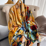 2021 luxury brand ladies spring and summer long scarf silk scarf shawl digital painted shawl van Gogh oil painting pashmina lady