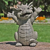 MystiCalls Garden Dragon Meditated Statue Collecting 16cm Resin Ornament Dinosaur Shape Sculpture Outdoor Yard Decoration