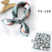 2021 Square Silk Scarf Women Fashion Print Small Neck Scarfs Office Lady Hair Band Foulard Hand Kerchief Female Bandana Shawl