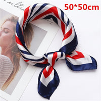 2021 Square Silk Scarf Women Fashion Print Small Neck Scarfs Office Lady Hair Band Foulard Hand Kerchief Female Bandana Shawl