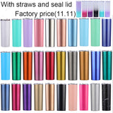 Factory Price 20oz Skinny Tumbler Thermos Beer Wine Mug With Straws and seal lid 20oz Skinny Cup With Lid Straw Coffee Wine