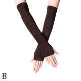 Unisex Long Fingerless Gloves Gloves Arm Cover Striped Cotton Wrist Sleeves Arm Warmer Sleeve Knitted Gloves Womens Fingerless