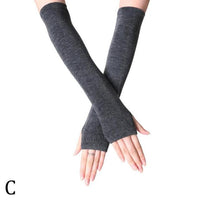 Unisex Long Fingerless Gloves Gloves Arm Cover Striped Cotton Wrist Sleeves Arm Warmer Sleeve Knitted Gloves Womens Fingerless