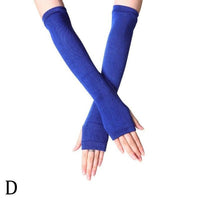 Unisex Long Fingerless Gloves Gloves Arm Cover Striped Cotton Wrist Sleeves Arm Warmer Sleeve Knitted Gloves Womens Fingerless