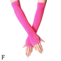 Unisex Long Fingerless Gloves Gloves Arm Cover Striped Cotton Wrist Sleeves Arm Warmer Sleeve Knitted Gloves Womens Fingerless