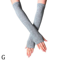 Unisex Long Fingerless Gloves Gloves Arm Cover Striped Cotton Wrist Sleeves Arm Warmer Sleeve Knitted Gloves Womens Fingerless