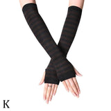 Unisex Long Fingerless Gloves Gloves Arm Cover Striped Cotton Wrist Sleeves Arm Warmer Sleeve Knitted Gloves Womens Fingerless