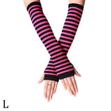 Unisex Long Fingerless Gloves Gloves Arm Cover Striped Cotton Wrist Sleeves Arm Warmer Sleeve Knitted Gloves Womens Fingerless