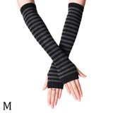 Unisex Long Fingerless Gloves Gloves Arm Cover Striped Cotton Wrist Sleeves Arm Warmer Sleeve Knitted Gloves Womens Fingerless