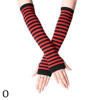 Unisex Long Fingerless Gloves Gloves Arm Cover Striped Cotton Wrist Sleeves Arm Warmer Sleeve Knitted Gloves Womens Fingerless