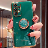 Luxury Plating Ring Holder Phone Case For Samsung Galaxy A72 A52 A32 4g 5g A12 A42 A51 A71 A31 M31 M51 A21s Stand Silicone Cover