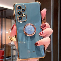 Luxury Plating Ring Holder Phone Case For Samsung Galaxy A72 A52 A32 4g 5g A12 A42 A51 A71 A31 M31 M51 A21s Stand Silicone Cover