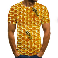 Funny Ms. Bee 3D Print Summer Men's T-Shirt Personality Street Round Neck Short Sleeve Unisex Hip Hop Tops Tee Male T Shirt 6XL