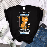 Tshirt For Woman Tsundere Cat Drinking Tea Women's Tshirt Oversize Fashion Women Clothing Funny Korean Style T-Shirts For Woman