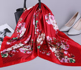 2021 Fashion Kerchief Silk Satin Neck Scarf For Women Print Hijab Scarfs Female 90*90cm Square Shawls and Wraps Scarves For Lady