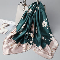 2021 Fashion Kerchief Silk Satin Neck Scarf For Women Print Hijab Scarfs Female 90*90cm Square Shawls and Wraps Scarves For Lady