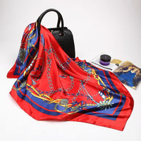 2021 Fashion Kerchief Silk Satin Neck Scarf For Women Print Hijab Scarfs Female 90*90cm Square Shawls and Wraps Scarves For Lady