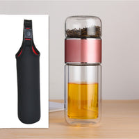 High Quality Double Glass Water Bottle With Case Tea Drink Bottle Infuser Tumbler Drinkware Waterbottle Eco-Friendly