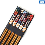 Reusable 5 Pairs Set Handmade Chopstick Bamboo Japanese Natural Wood Chopsticks Sushi Food Tumbler Flower Wooden Chop Sticks NEW