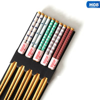 Reusable 5 Pairs Set Handmade Chopstick Bamboo Japanese Natural Wood Chopsticks Sushi Food Tumbler Flower Wooden Chop Sticks NEW