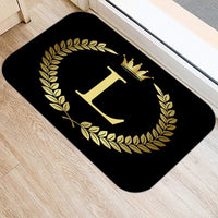 Black Golden Crown Printed Letter 40*60 Kitchen Entrance Door Mat Coral Velvet Carpet Doormat Indoor Floor Mats Anti-Slip Rug