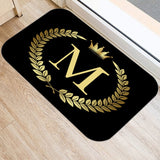 Black Golden Crown Printed Letter 40*60 Kitchen Entrance Door Mat Coral Velvet Carpet Doormat Indoor Floor Mats Anti-Slip Rug