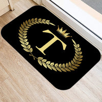 Black Golden Crown Printed Letter 40*60 Kitchen Entrance Door Mat Coral Velvet Carpet Doormat Indoor Floor Mats Anti-Slip Rug