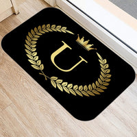 Black Golden Crown Printed Letter 40*60 Kitchen Entrance Door Mat Coral Velvet Carpet Doormat Indoor Floor Mats Anti-Slip Rug