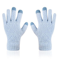 Female Winter Warm Knitted Full Finger Gloves Men Solid Woolen Touch Screen Mittens Women Thick Warm Cycling Driving Gloves H46