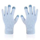 Female Winter Warm Knitted Full Finger Gloves Men Solid Woolen Touch Screen Mittens Women Thick Warm Cycling Driving Gloves H46