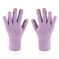 Female Winter Warm Knitted Full Finger Gloves Men Solid Woolen Touch Screen Mittens Women Thick Warm Cycling Driving Gloves H46