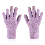 Female Winter Warm Knitted Full Finger Gloves Men Solid Woolen Touch Screen Mittens Women Thick Warm Cycling Driving Gloves H46