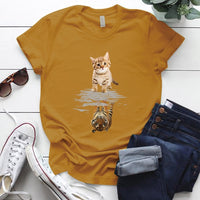 Cat&tiger Print Aesthetic Graphic T Shirts Summer Clothes Tops for Ladies Short Sleeve Around Neck Plus Size 5xl Woman Tshirts